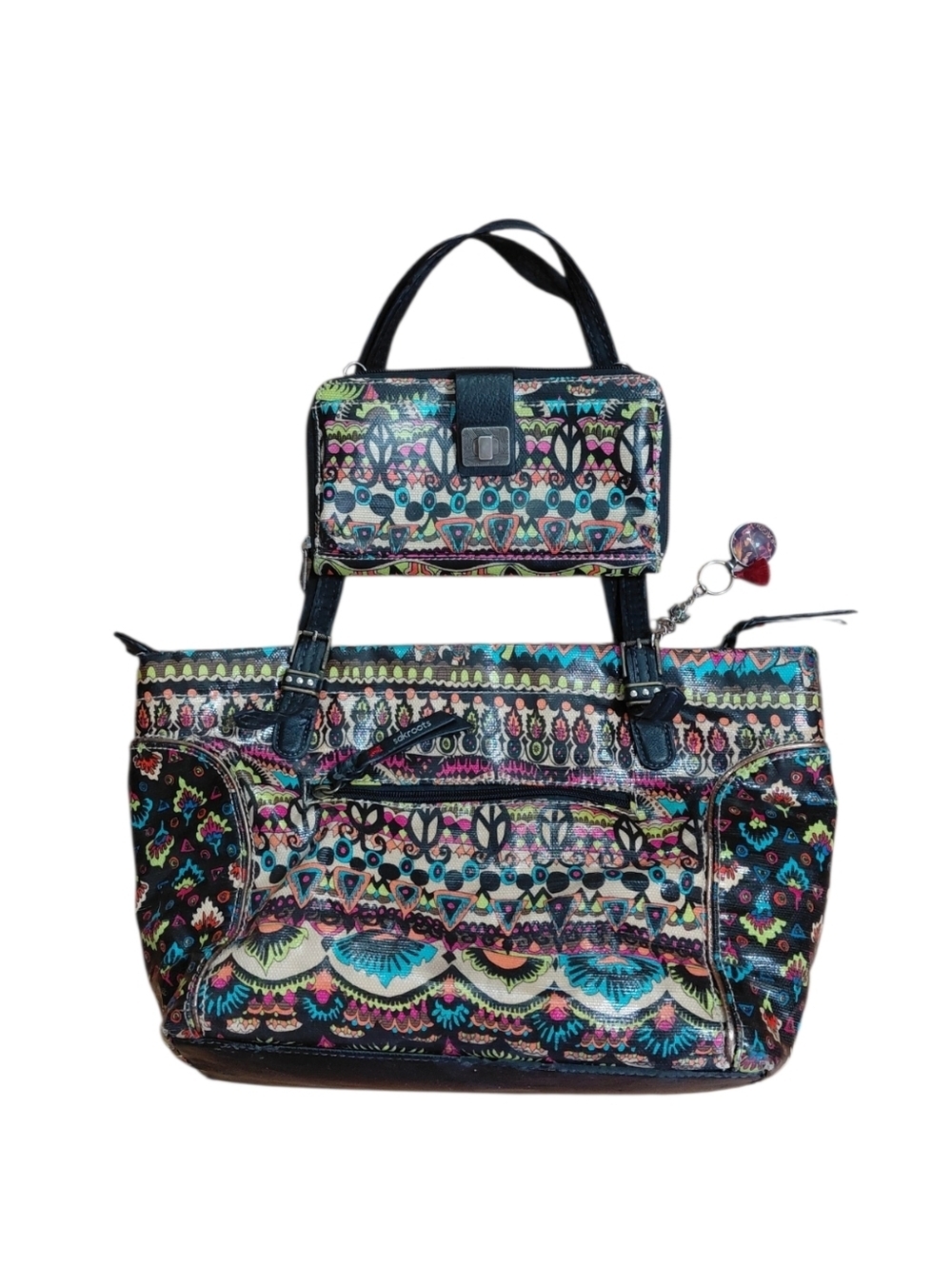 Sakroots Set Of Multicolor Boho Shoulder Bag and Matching Wallet